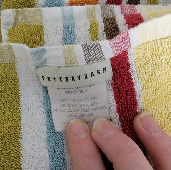 Pottery Barn Bath 5 Pottery Barn Multi Color Striped Towels Mcm